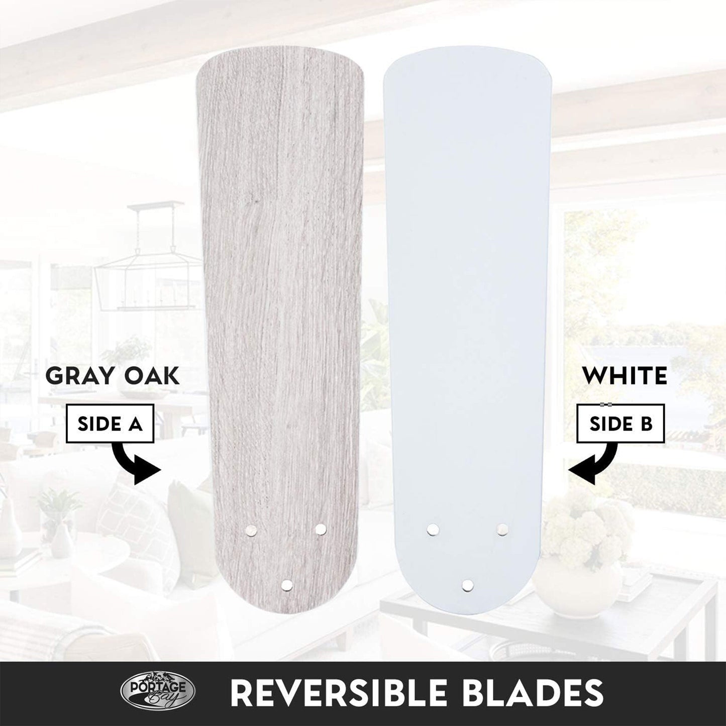 Portage Bay Renton Ceiling Fan with 5 Reversible Blades & Motor, 42", White