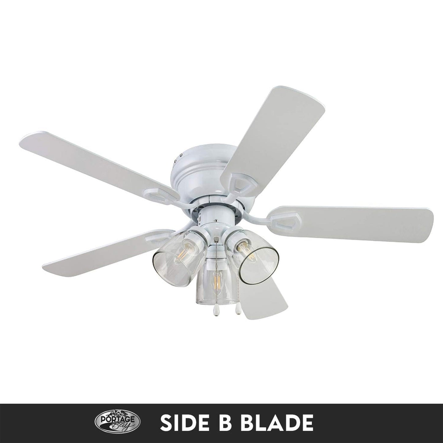Portage Bay Renton Ceiling Fan with 5 Reversible Blades & Motor, 42", White