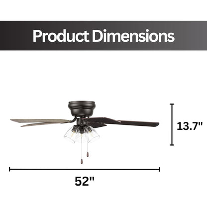 Portage Bay Renton Ceiling Fan with Quiet, Reversible Motor, 52 Inch, Bronze