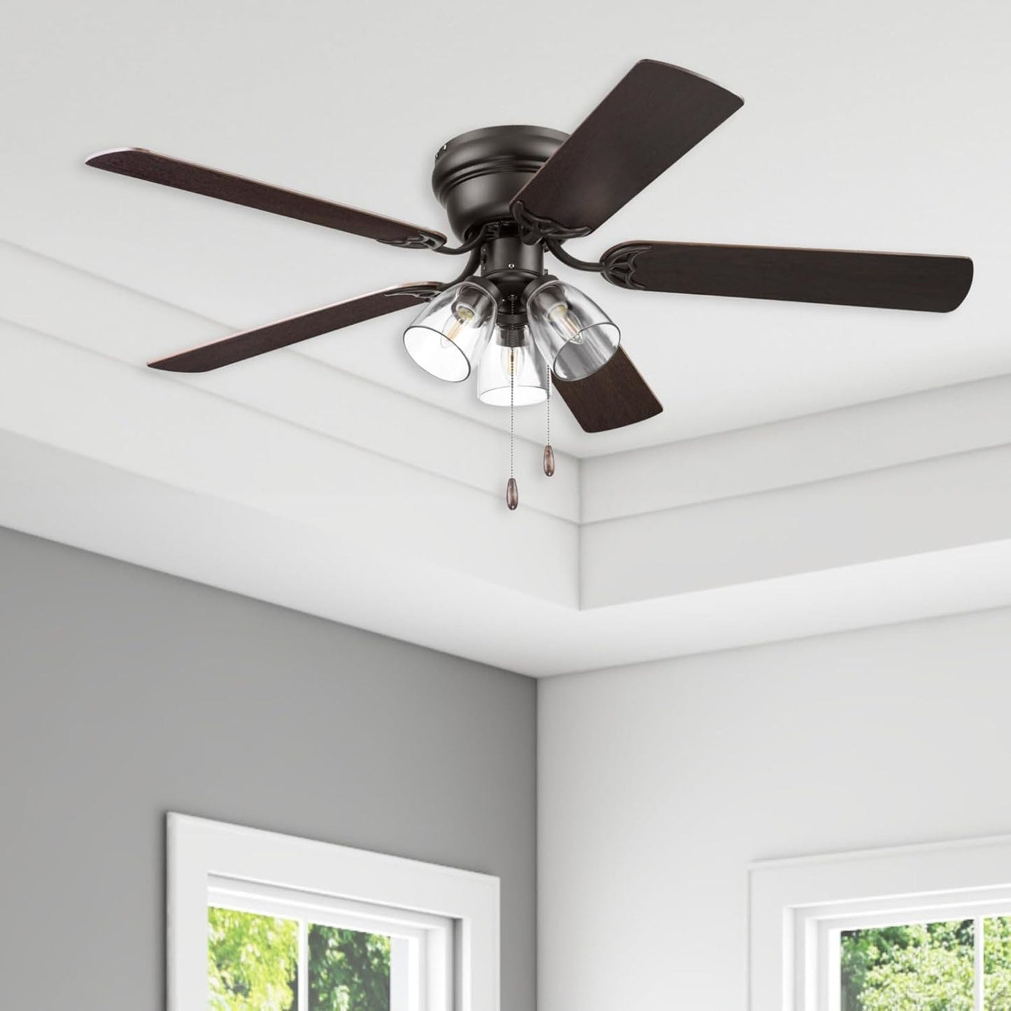 Portage Bay Renton Ceiling Fan with Quiet, Reversible Motor, 52 Inch, Bronze