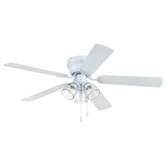 Portage Bay Renton Indoor Ceiling Fan with Quiet, Reversible Motor, 52", White