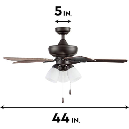 Portage Bay Miller Park Ceiling Fan w/ 5 Reversible Blades & Motor, 44", Bronze