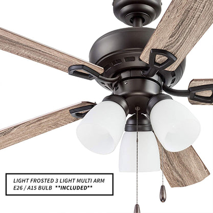 Portage Bay Miller Park Ceiling Fan w/ 5 Reversible Blades & Motor, 44", Bronze