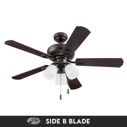 Portage Bay Miller Park Ceiling Fan w/ 5 Reversible Blades & Motor, 44", Bronze