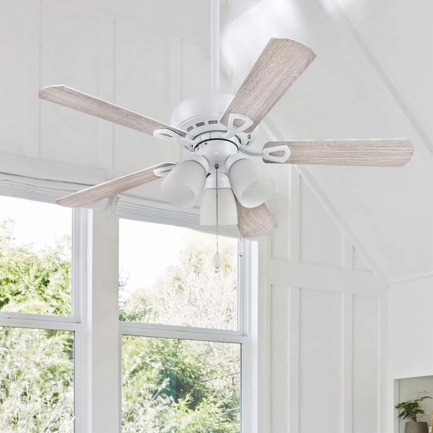Portage Bay Miller Park Ceiling Fan w/ Reversible Blades, 44", Brushed Nickel
