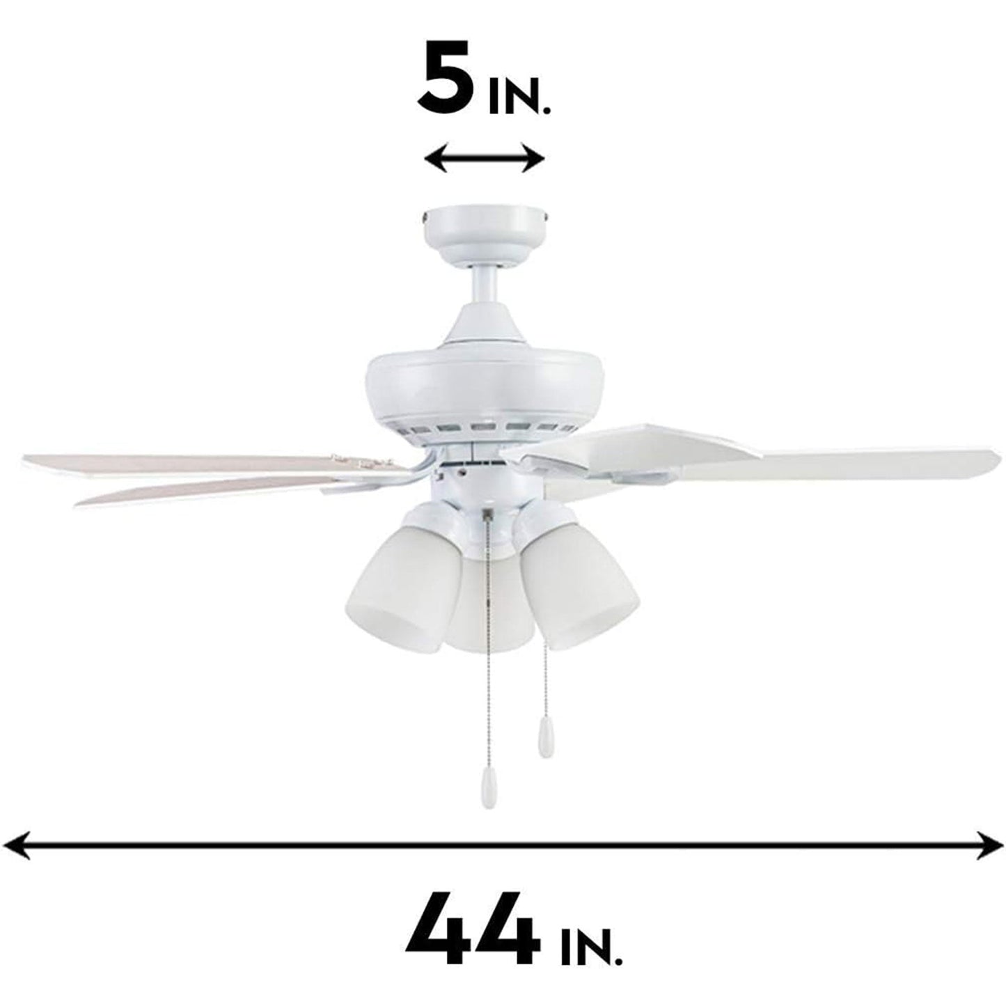 Portage Bay Miller Park Ceiling Fan w/ Reversible Blades, 44", Brushed Nickel