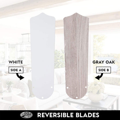 Portage Bay Cherry Hill Ceiling Fan with Quiet, Reversible Motor, 42", White