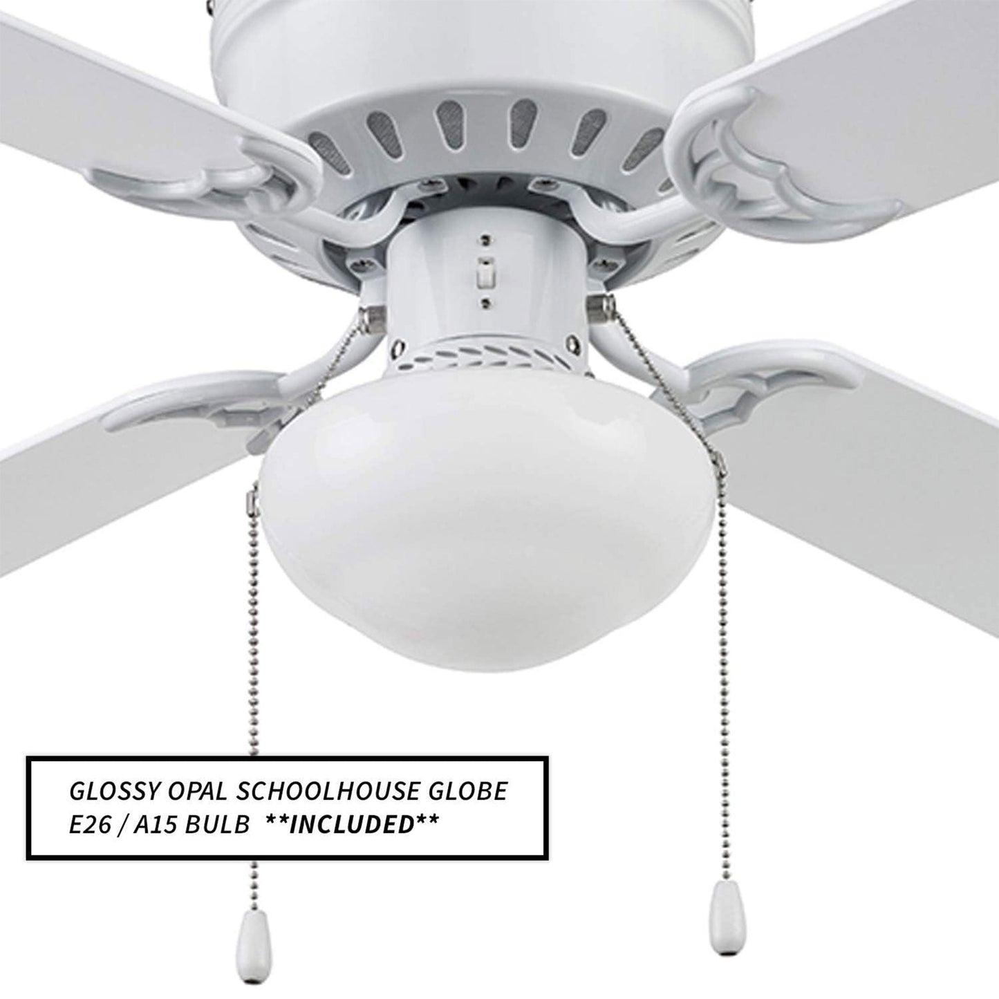 Portage Bay Cherry Hill Ceiling Fan with Quiet, Reversible Motor, 42", White