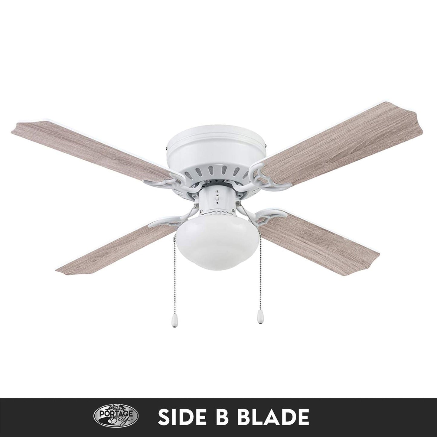 Portage Bay Cherry Hill Ceiling Fan with Quiet, Reversible Motor, 42", White