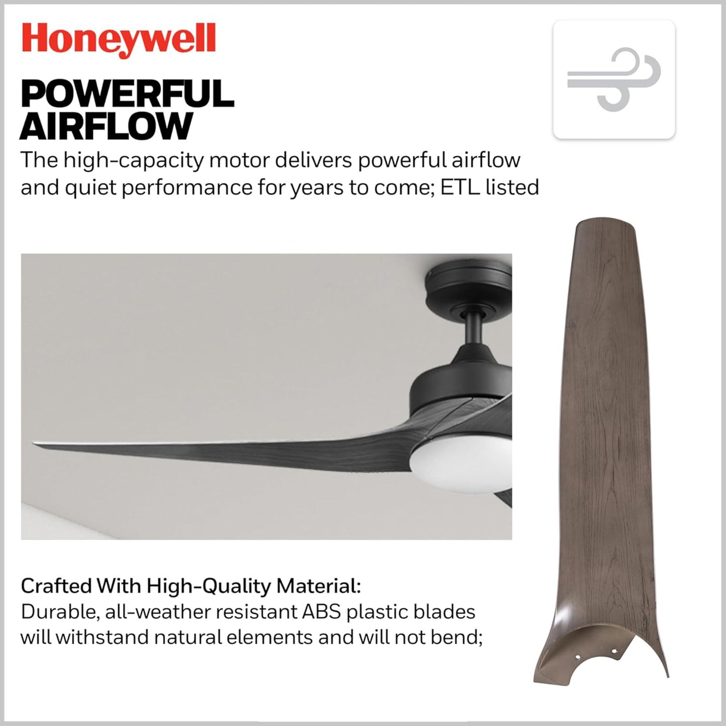 Honeywell Lynton 52" Ceiling Fan w/ Remote, & Reversible Blades, Matte Black