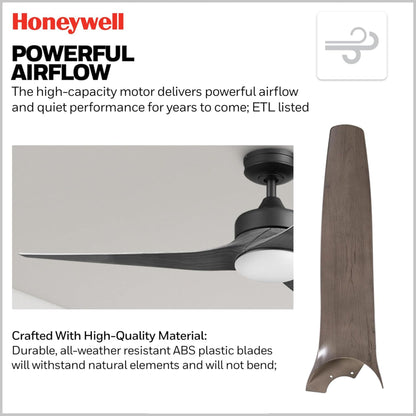 Honeywell Lynton 52" Ceiling Fan w/ Remote, & Reversible Blades, Matte Black