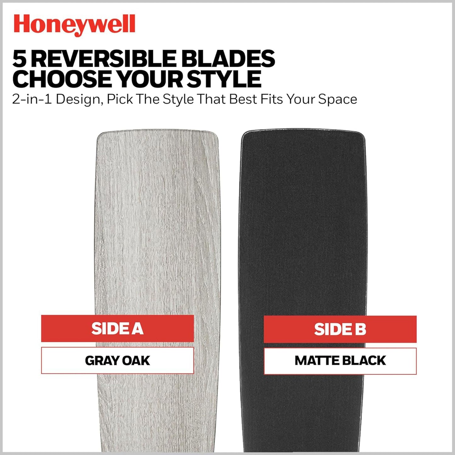 Honeywell Carnegie Ceiling Fan, Quiet Motor and Remote Control, 52", Matte Black