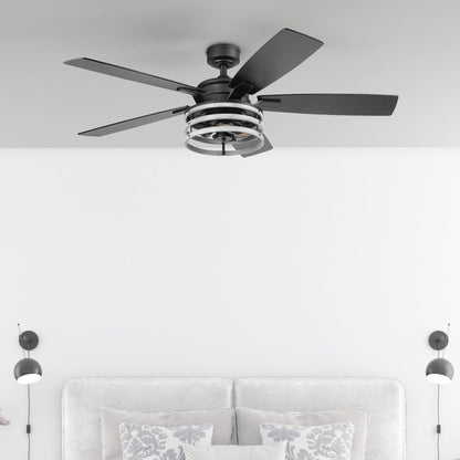 Honeywell Carnegie Ceiling Fan, Quiet Motor and Remote Control, 52", Matte Black