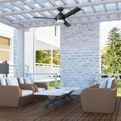 Honeywell Port Isle Modern Outdoor Ceiling Fan, Light and Remote Control, Black