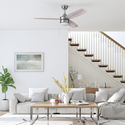 Honeywell Berryhill Ceiling Fan, Quiet Motor and Pull Chain, 48", Brushed Nickel