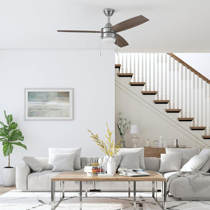 Honeywell Berryhill Ceiling Fan, Quiet Motor and Pull Chain, 48", Brushed Nickel