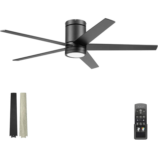 Honeywell Graceshire 52” Ceiling Fan with LED Light and Remote, Matte Black