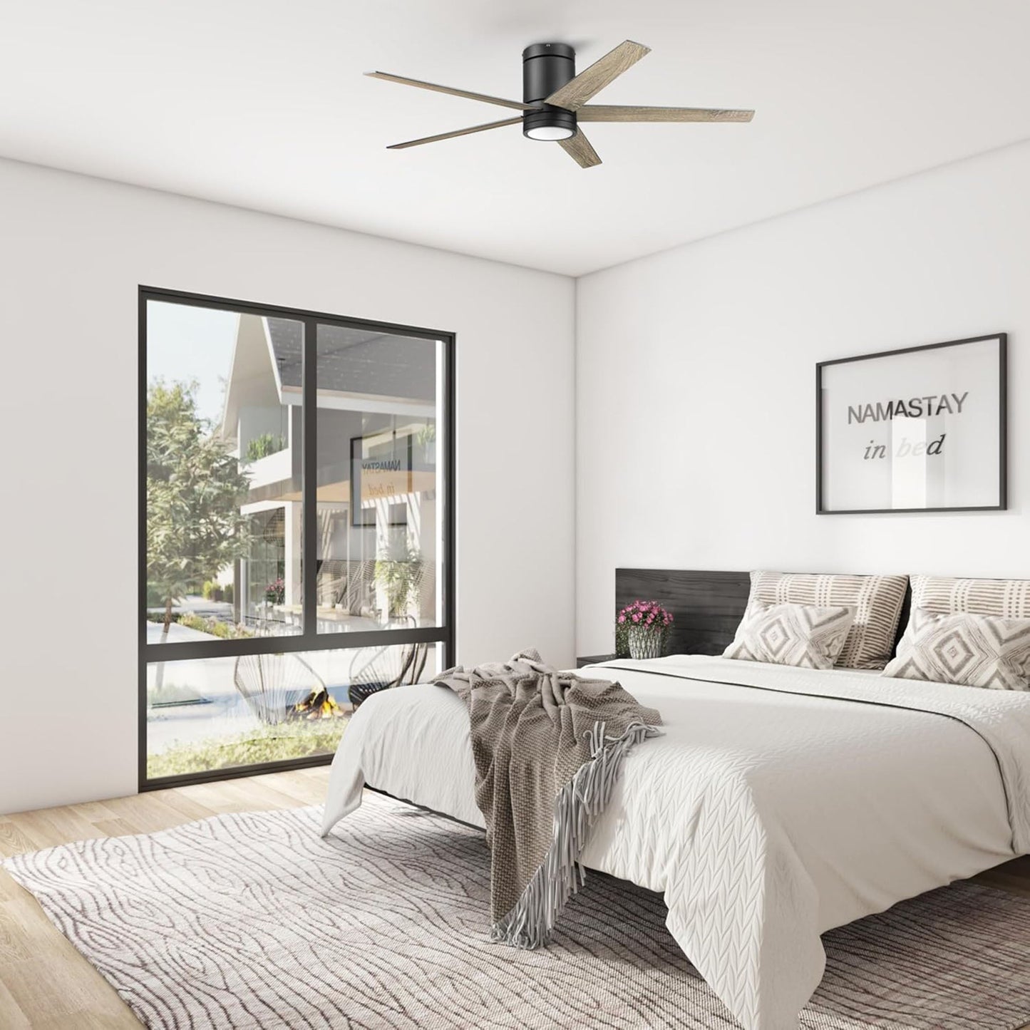 Honeywell Graceshire 52” Ceiling Fan with LED Light and Remote, Matte Black