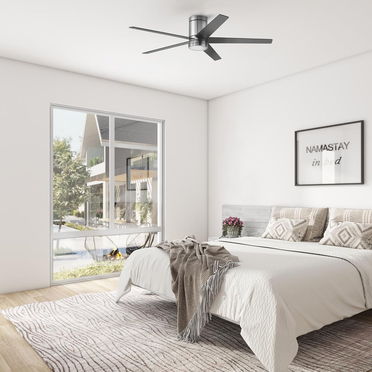 Honeywell Graceshire 52” Ceiling Fan with LED Light and Remote, Brushed Nickel