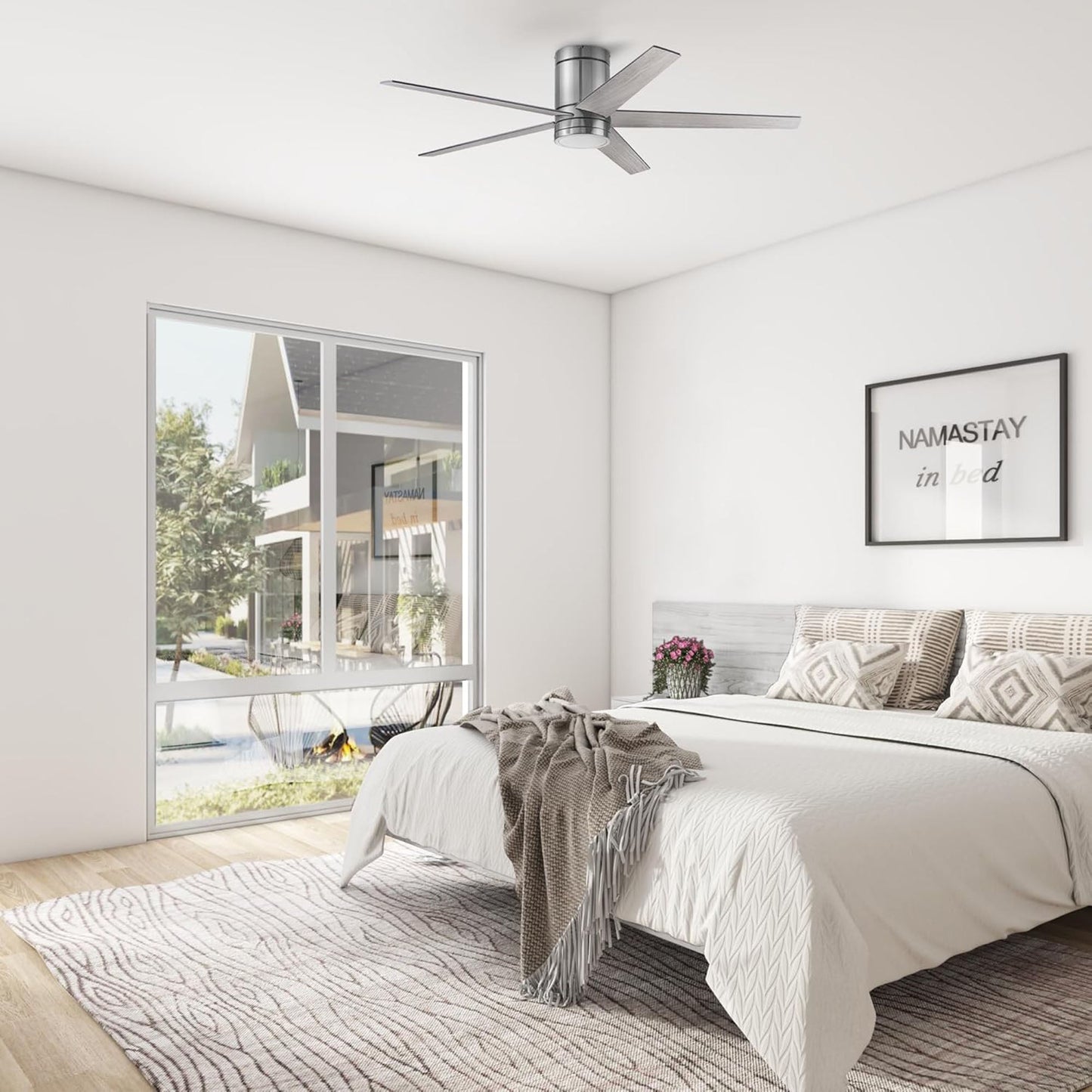 Honeywell Graceshire 52” Ceiling Fan with LED Light and Remote, Brushed Nickel