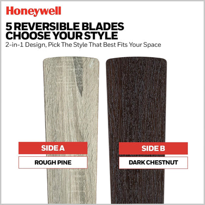 Honeywell Myers Park 52" Ceiling Fan w/ Remote, & Reversible Blades, Matte Black