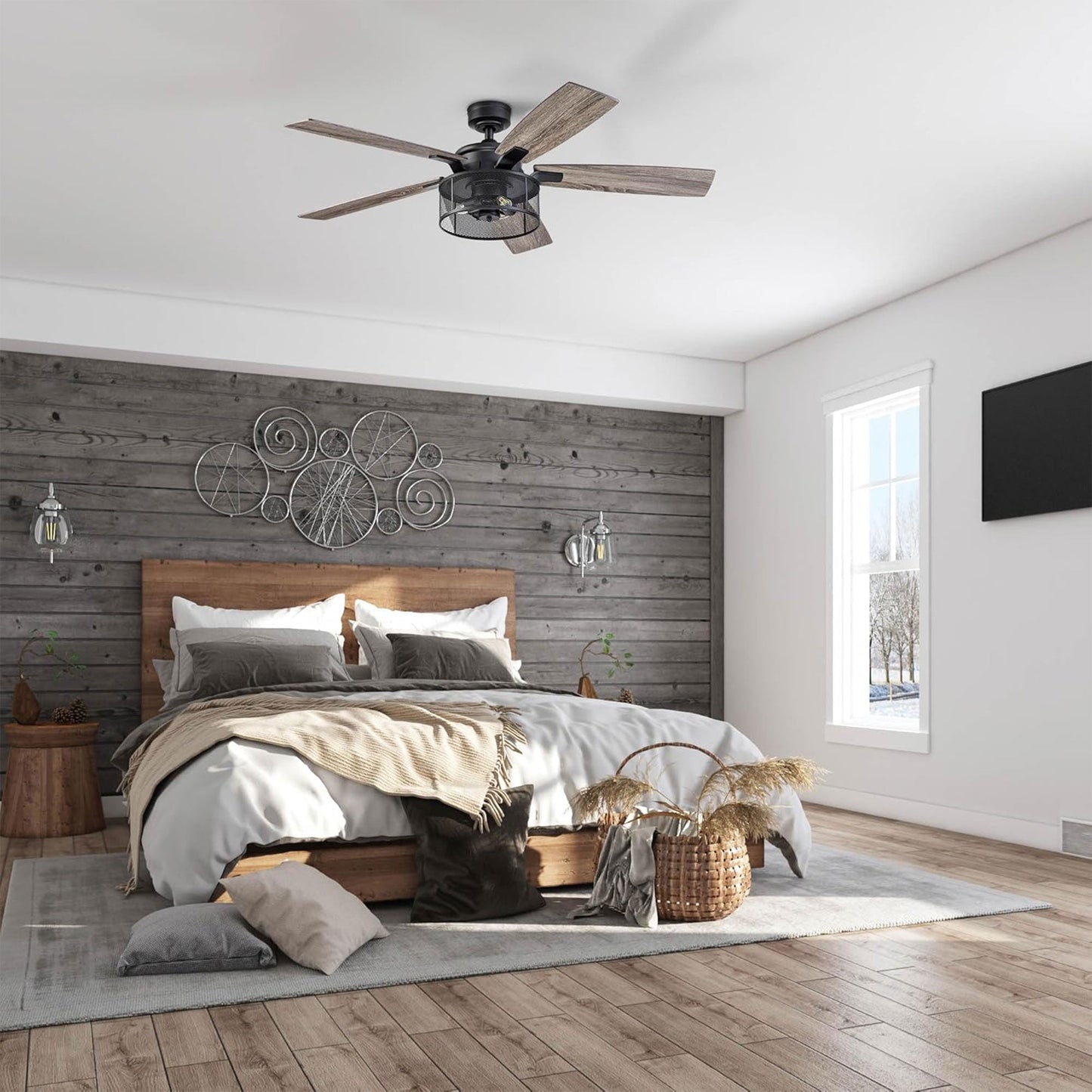 Honeywell Carnegie Ceiling Fan, Quiet Motor and Remote Control, 52", Matte Black