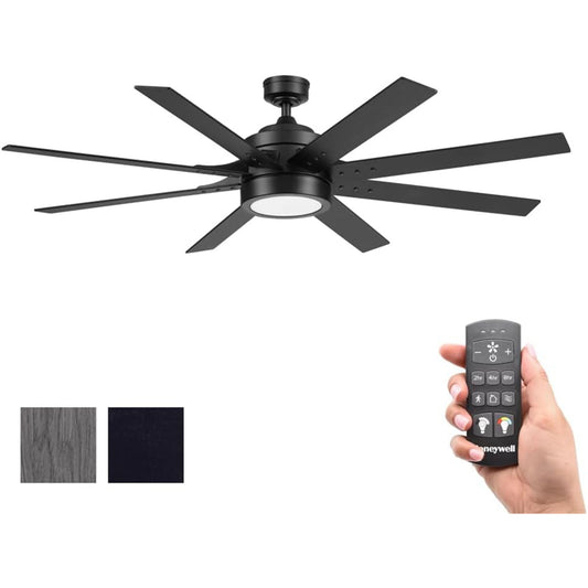 Honeywell Xerxes 62" Ceiling Fan w/ Remote Control, & Reversible Blades, Black