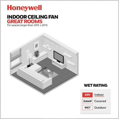 Honeywell Xerxes 62" Ceiling Fan w/ Remote Control, & Reversible Blades, Black