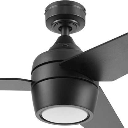 Honeywell 52" Indoor Ceiling Fan Light, Remote, 3 Blade, Dual Mount, Matte Black