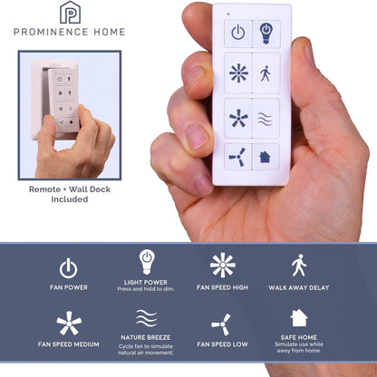 Prominence Home Ashby 52" Ceiling Fan w/Light, Remote, & 5 Blades, Black/Ebony