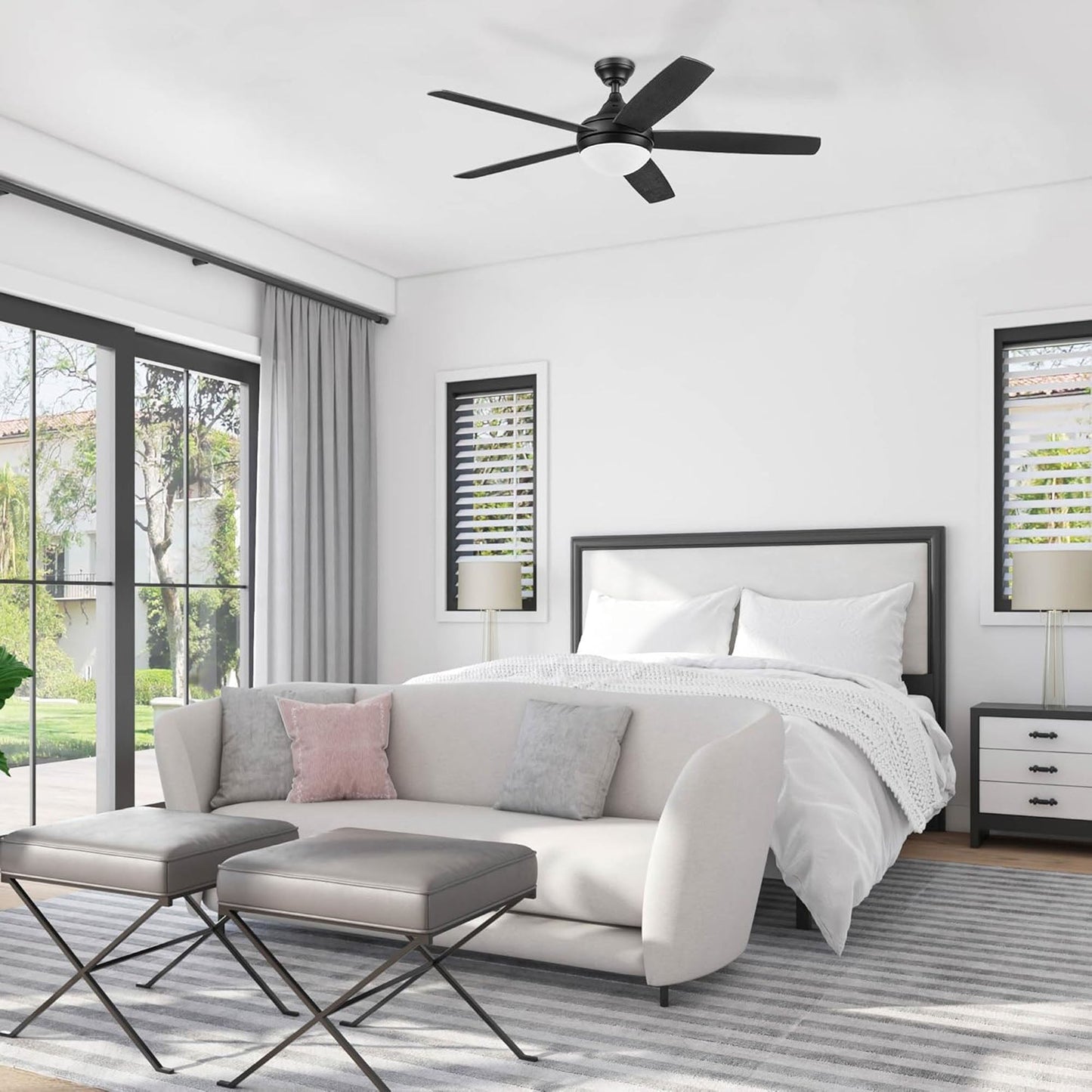 Prominence Home Ashby 52" Ceiling Fan w/Light, Remote, & 5 Blades, Black/Ebony