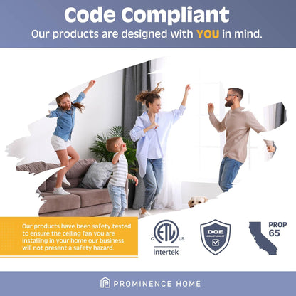 Prominence Home Ashby 52" Ceiling Fan w/Light, Remote, & 5 Blades, Black/Ebony