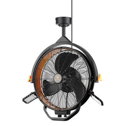 Mule 18" Garage Fan XL with Work Lights, Dual Height Ceiling Mounting Options