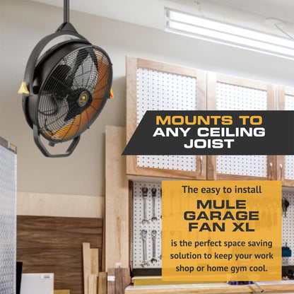 Mule 18" Fan XL, Dual Height Ceiling Mounting Options, Standard 3-Prong Plug