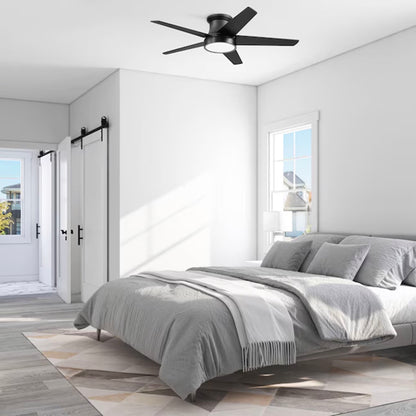 Honeywell 52" Modern Ceiling Fan LED Remote 5 Blade Indoor Tynesdale, Black