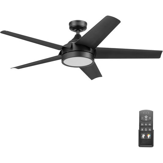 Honeywell Byard 52” Ceiling Fan with LED Light and Remote Control, Matte Black