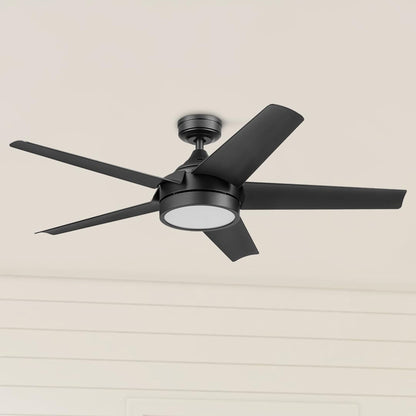 Honeywell Byard 52” Ceiling Fan with LED Light and Remote Control, Matte Black