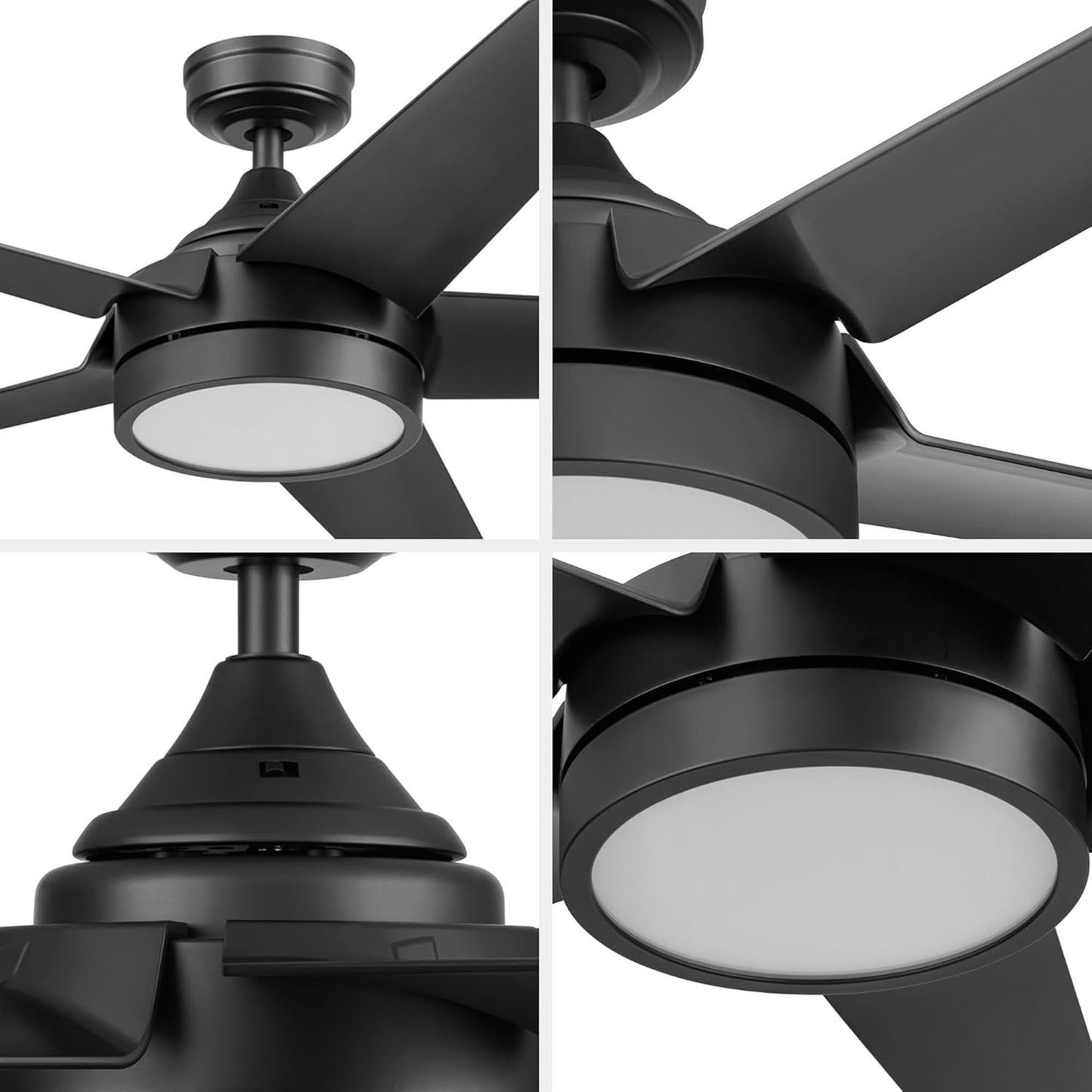 Honeywell Byard 52” Ceiling Fan with LED Light and Remote Control, Matte Black