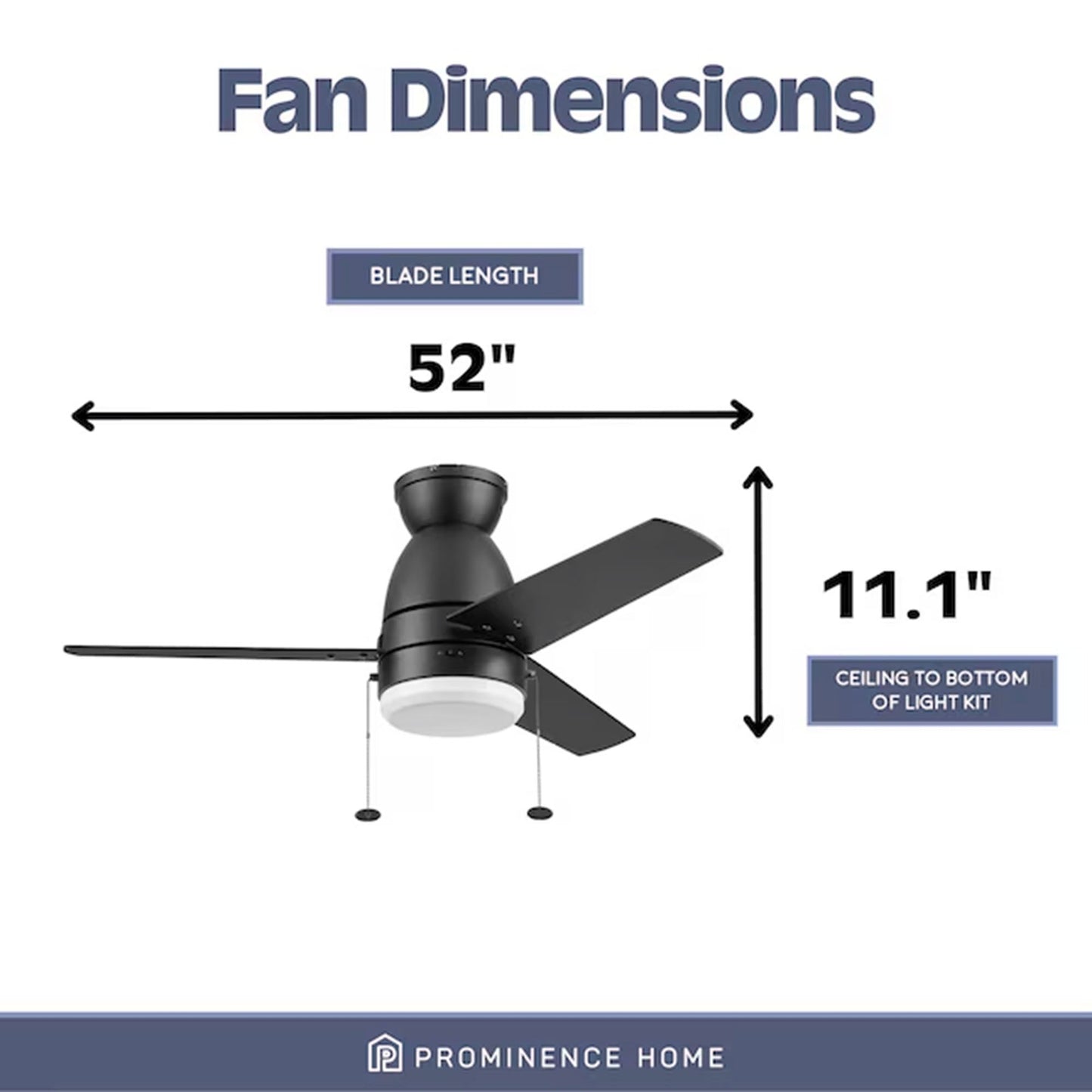 Prominence Home Fawn 44" Ceiling Fan w/Light, Remote, & 3 Blades, Black/Chestnut