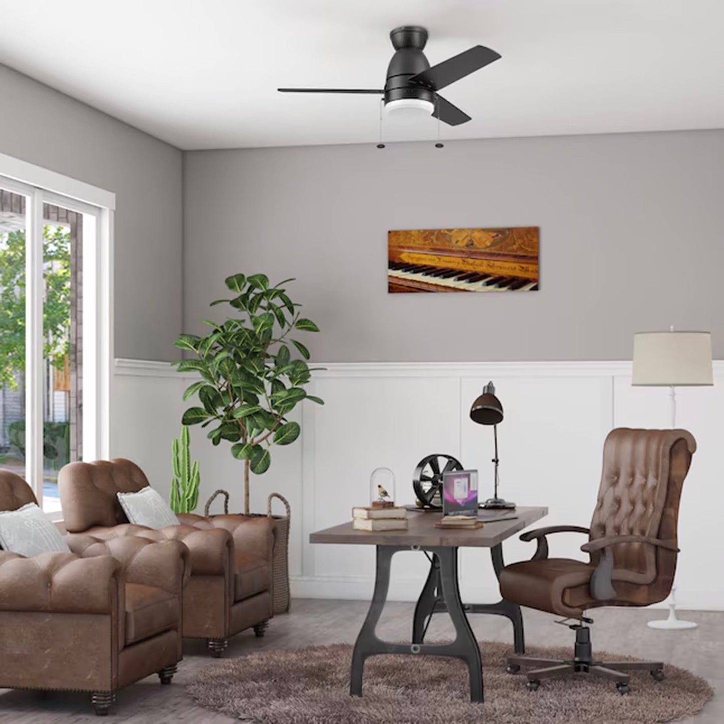 Prominence Home Fawn 44" Ceiling Fan w/Light, Remote, & 3 Blades, Black/Chestnut