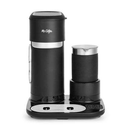Mr. Coffee 4-in-1 Single Serve Coffee Maker with Milk Frother and Tumbler, Black