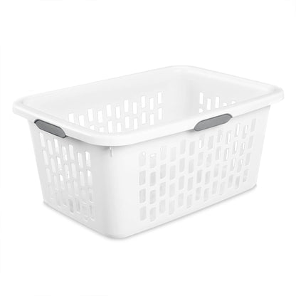 Sterilite Laundry Basket, 2 Bushel Plastic Hamper with Handles, White, 12 Pack