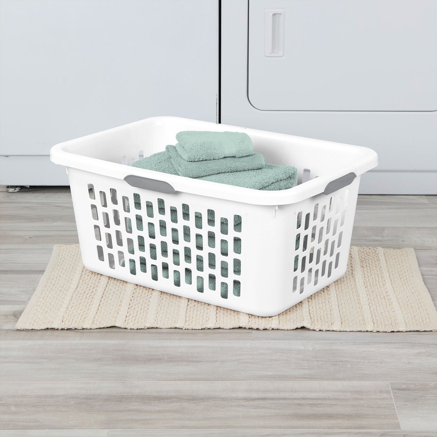 Sterilite Laundry Basket, 2 Bushel Plastic Hamper with Handles, White, 18 Pack