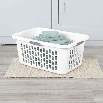 Sterilite Laundry Basket, 2 Bushel Plastic Hamper with Handles, White, 18 Pack