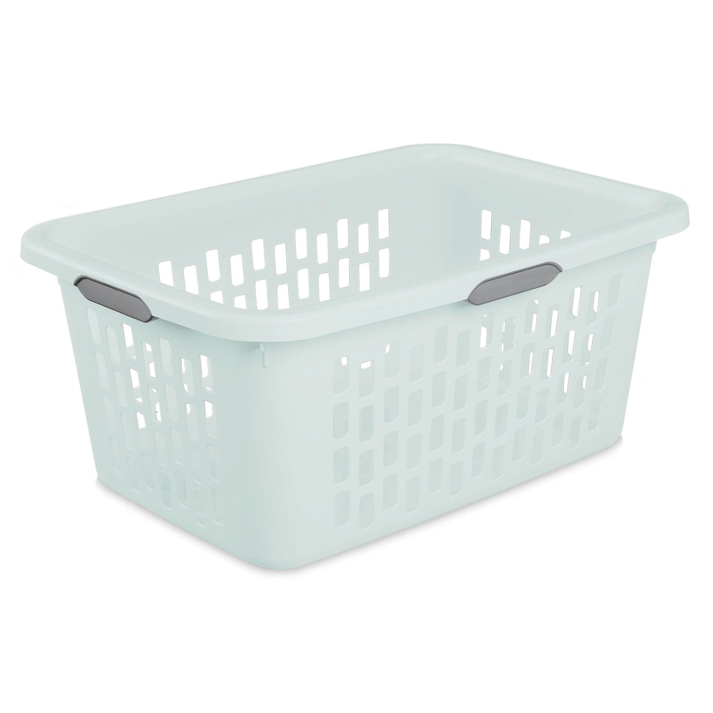 Sterilite Laundry Basket, 2 Bushel Plastic Hamper with Handles, Mint, 12 Pack