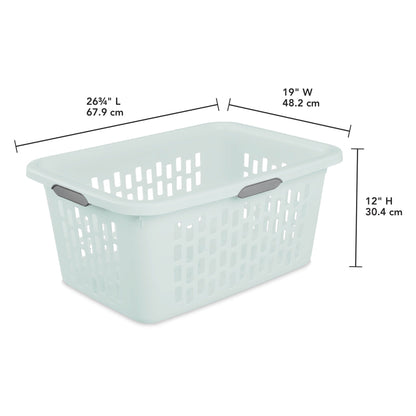 Sterilite Laundry Basket, 2 Bushel Plastic Hamper with Handles, Mint, 24 Pack