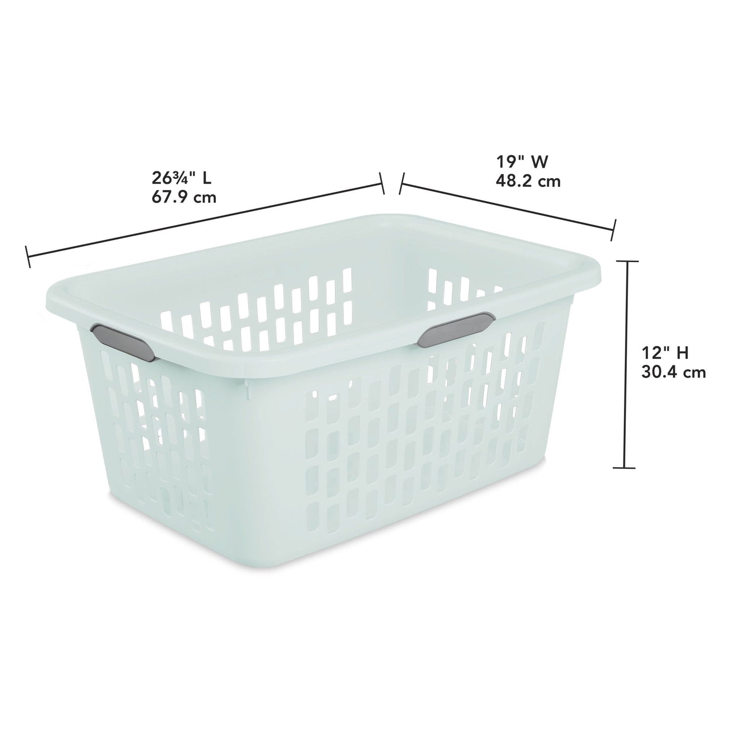 Sterilite Laundry Basket, 2 Bushel Plastic Hamper with Handles, Mint, 12 Pack