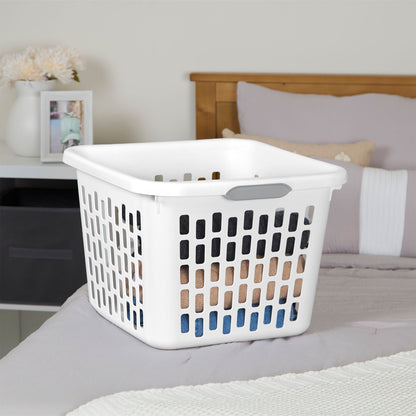 Sterilite Laundry Basket, 1.5 Bushel Plastic Hamper with Handles, White, 6 Pack