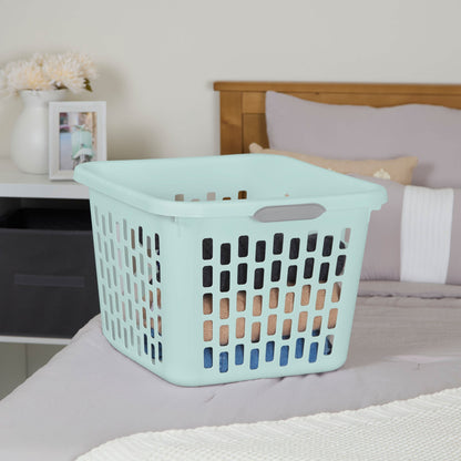 Sterilite Laundry Basket, 1.5 Bushel Plastic Hamper with Handles, Mint, 18 Pack
