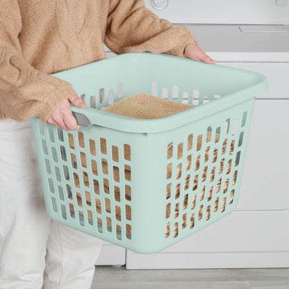 Sterilite Laundry Basket, 1.5 Bushel Plastic Hamper with Handles, Mint, 18 Pack